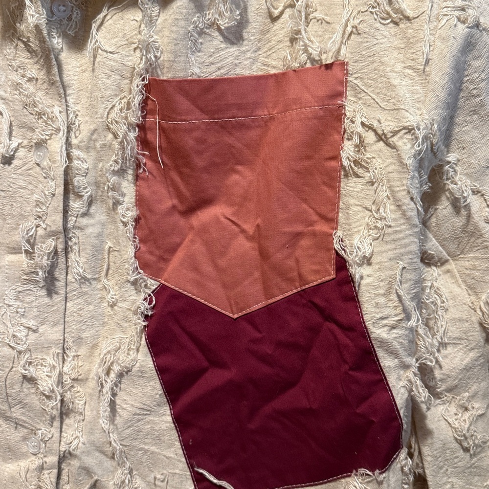 Pol Boho Textured Distressed Patchwork Button Dow… - image 4